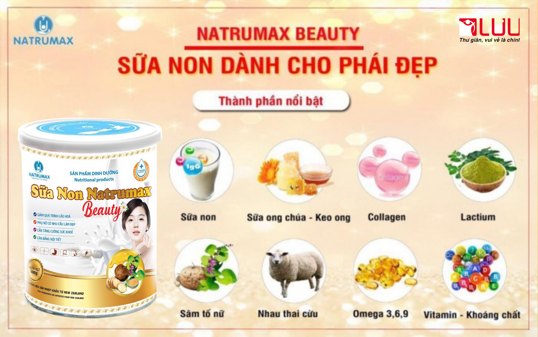 Thành phần chất lượng cao trong sữa non Natrumax Beauty